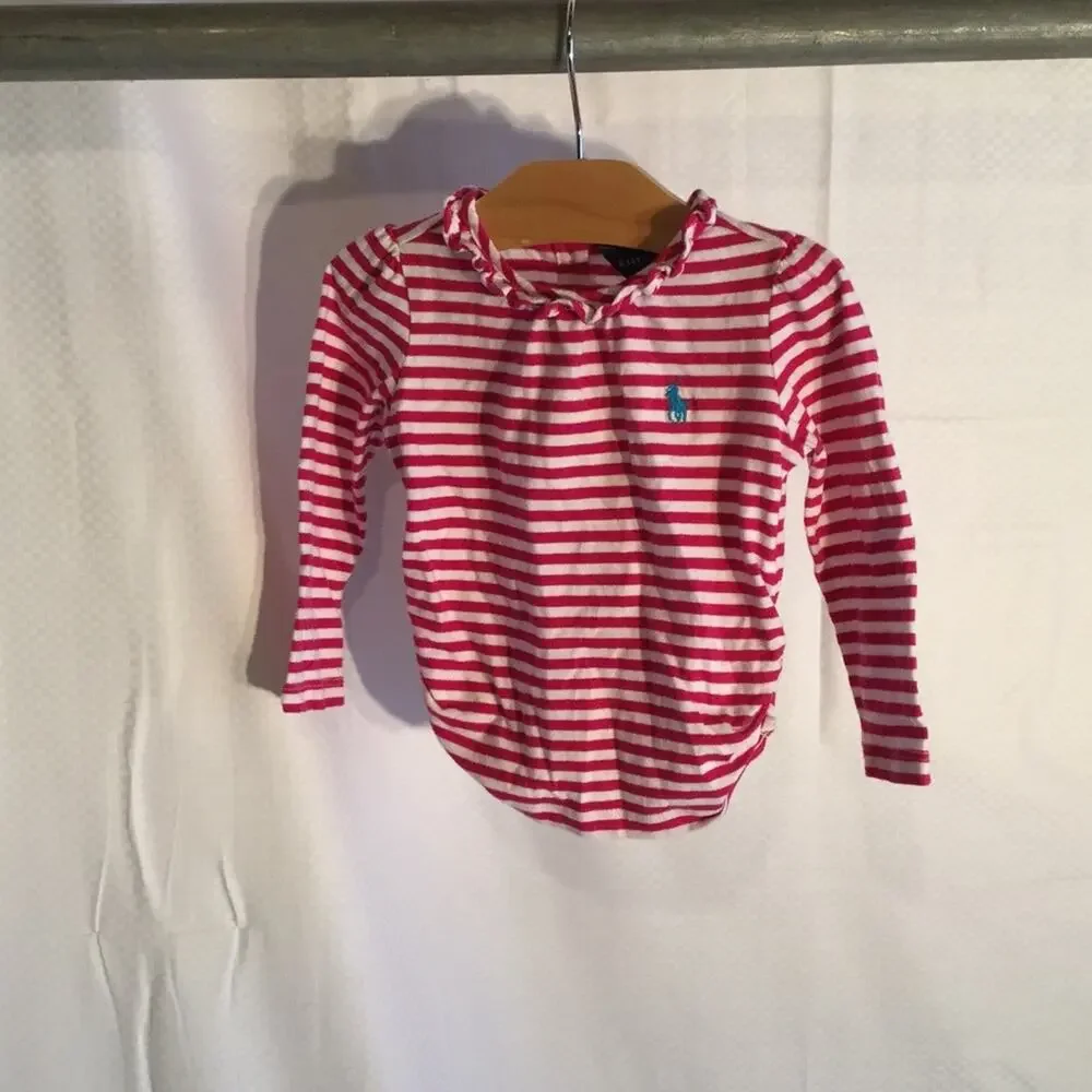 Baby Ralph Lauren striped white pink tee 12m